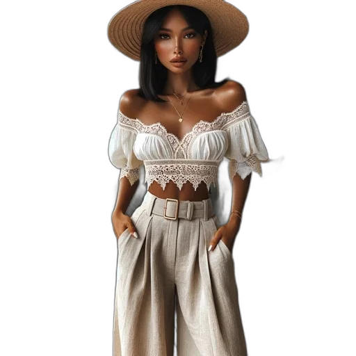 dress, hat, concept art, 3d render transparent PNG cut-out