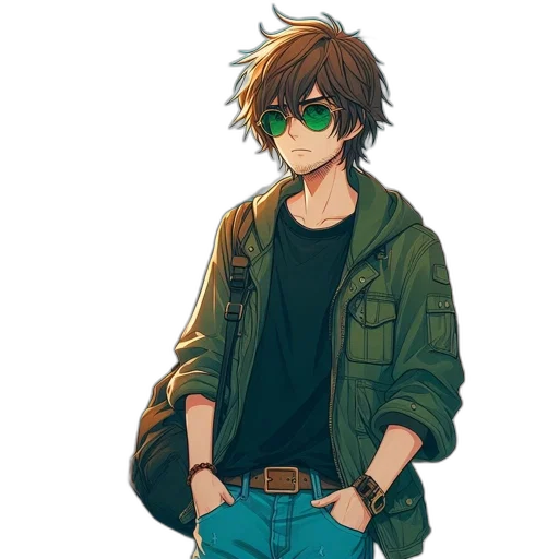jacket, anime, cartoon, pixel art transparent PNG cut-out