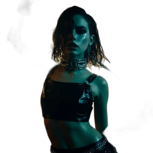 jacket, jewelry, cyberpunk, neon lights transparent PNG cut-out