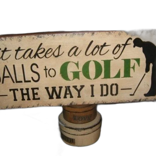 humorous, wooden, sign, golf transparent PNG cut-out