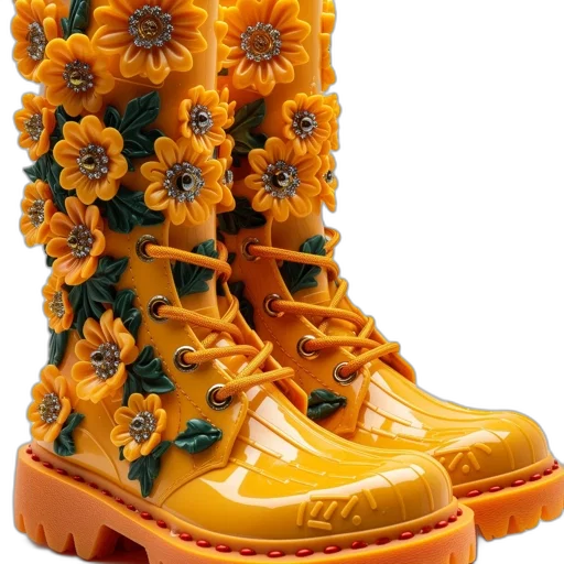 shoes, flower, photorealistic, 3d render transparent PNG cut-out