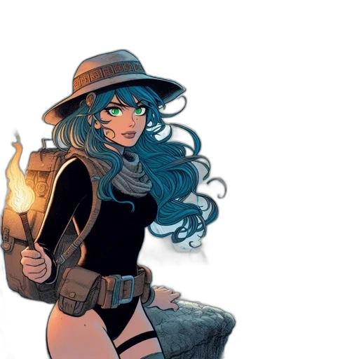 hat, staff, comic book art, fantasy art transparent PNG cut-out