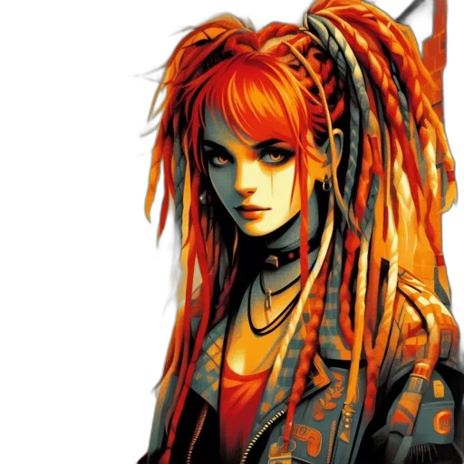 hair, cyberpunk, anime, fantasy art transparent PNG cut-out
