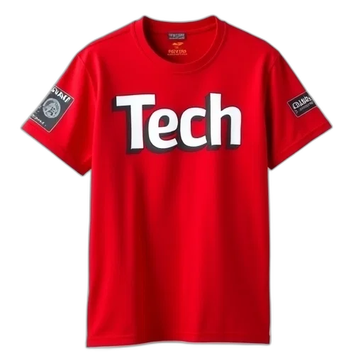 red, t-shirt, word, tech transparent PNG cut-out