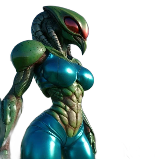creature, concept art, 3d render, green transparent PNG cut-out
