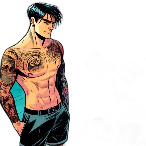 comic book art, cartoon, concept art, two transparent PNG cut-out