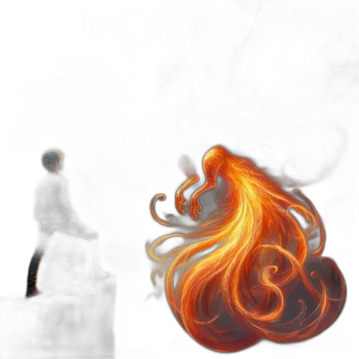 hair, staff, dragon, creature transparent PNG cut-out