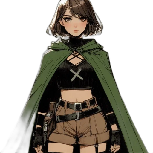 dress, jacket, weapon, staff transparent PNG cut-out