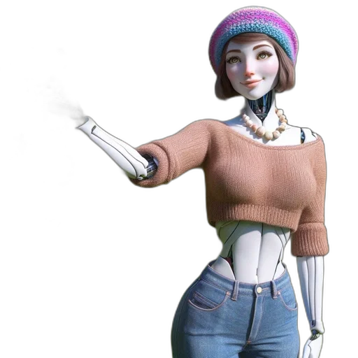 jacket, robot, staff, hat transparent PNG cut-out