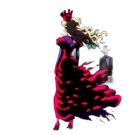 dress, crown, hair, staff transparent PNG cut-out