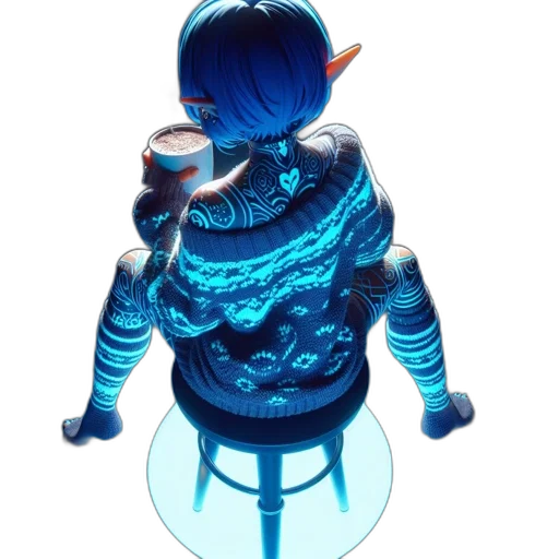 jacket, robot, staff, creature transparent PNG cut-out
