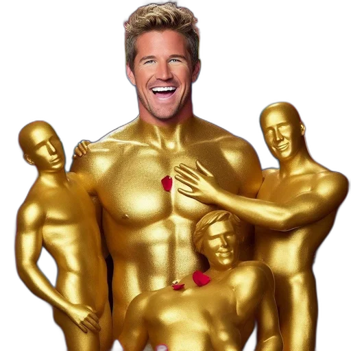 golden, individual, portrait, transformed transparent PNG cut-out