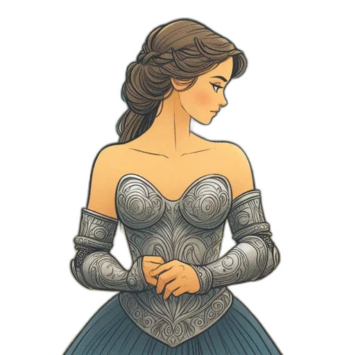 dress, crown, jewelry, fantasy art transparent PNG cut-out