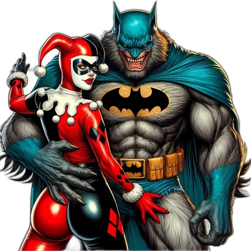 comic book art, concept art, harley, quinn transparent PNG cut-out