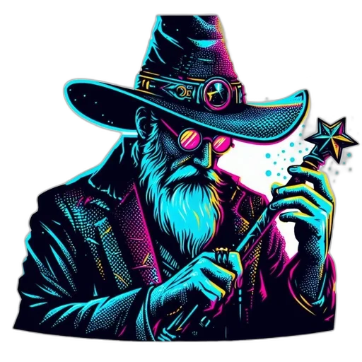 hat, staff, jacket, fantasy art transparent PNG cut-out