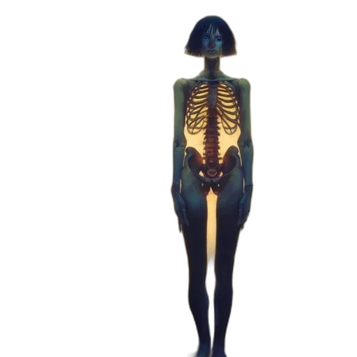 dress, robot, creature, staff transparent PNG cut-out
