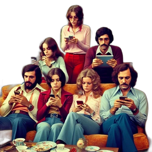 seven, individuals, 70s, 80s transparent PNG cut-out