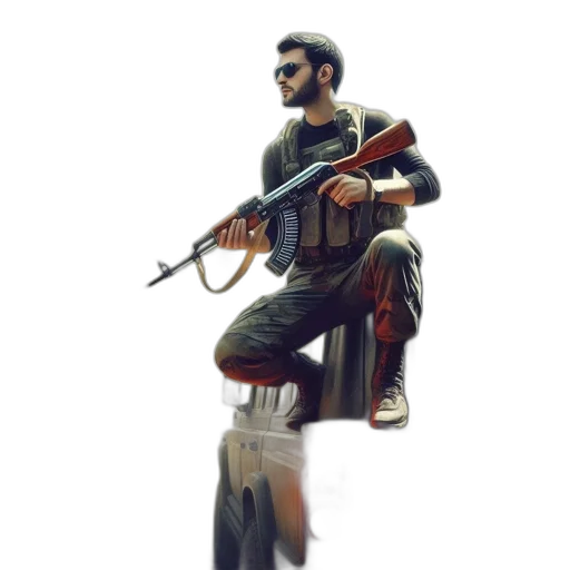 weapon, jacket, staff, concept art transparent PNG cut-out