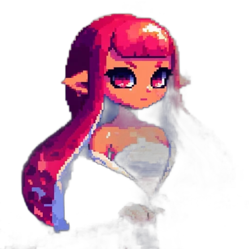 dress, staff, hair, pixel art transparent PNG cut-out