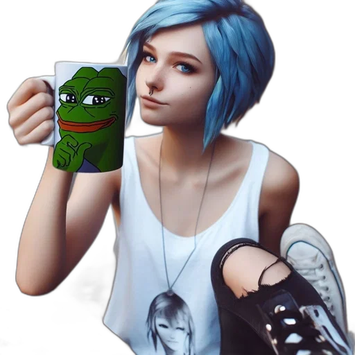 face, robot, dress, pixel art transparent PNG cut-out