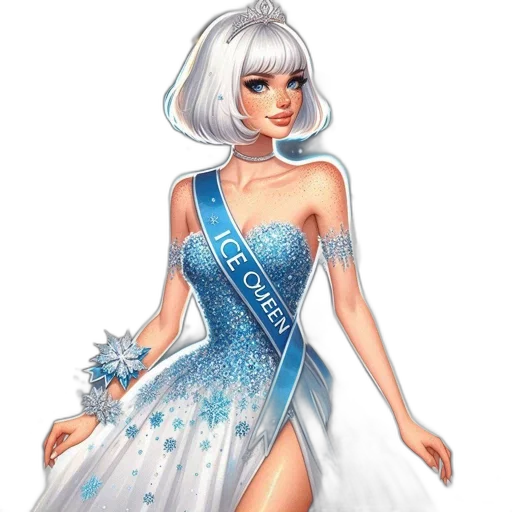 dress, staff, crown, fantasy art transparent PNG cut-out