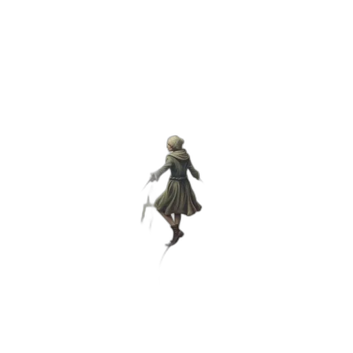 creature, dress, staff, sword transparent PNG cut-out