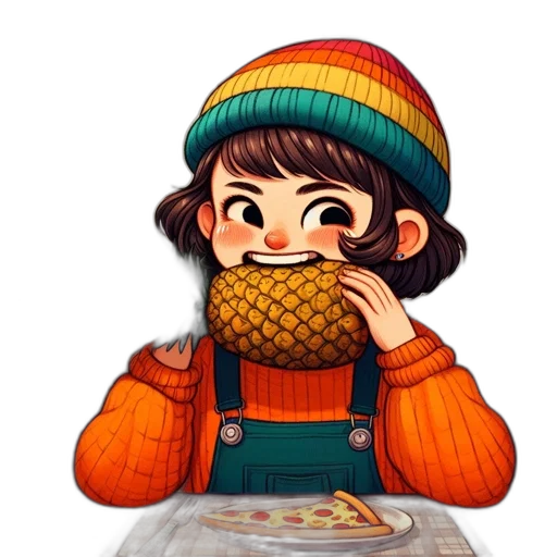 food, hat, pixel art, watercolor transparent PNG cut-out