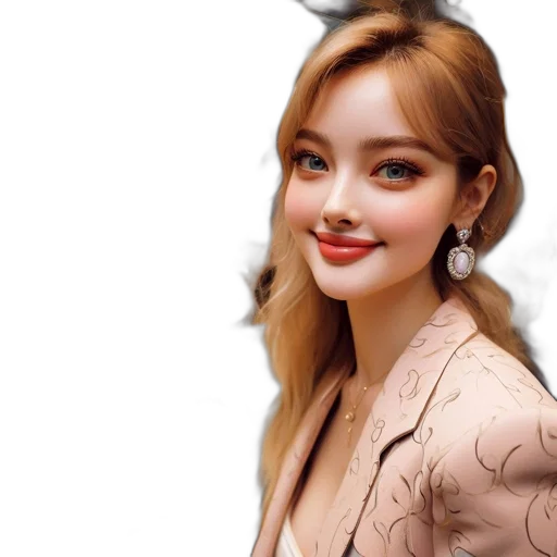 jewelry, face, hair, jacket transparent PNG cut-out