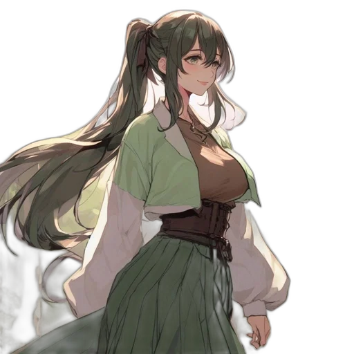 dress, staff, concept art, anime transparent PNG cut-out