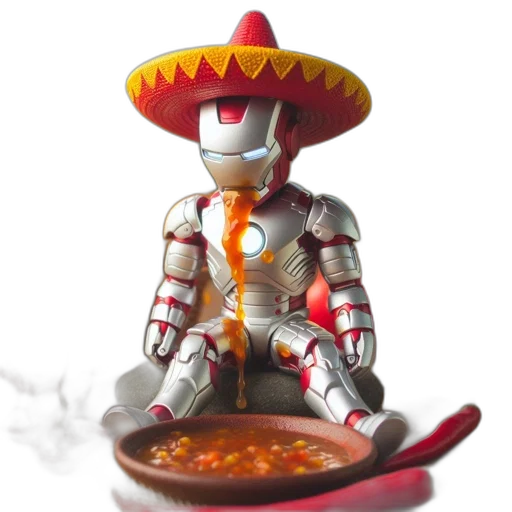 robot, food, 3d render, concept art transparent PNG cut-out