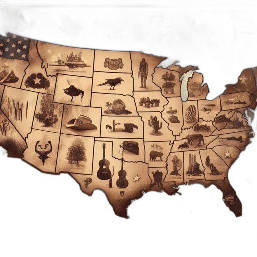 sepia-toned, map, united, states transparent PNG cut-out