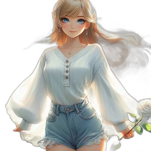 dress, flower, staff, weapon transparent PNG cut-out