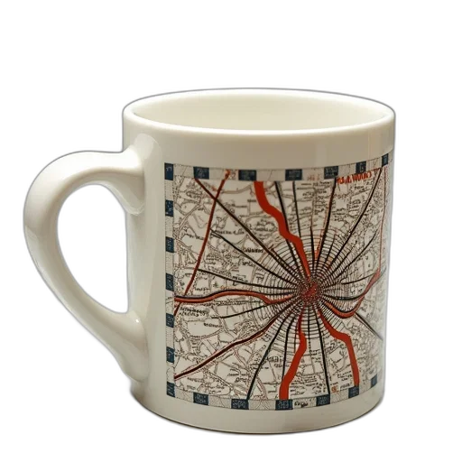 3d render, map, london, mugs transparent PNG cut-out