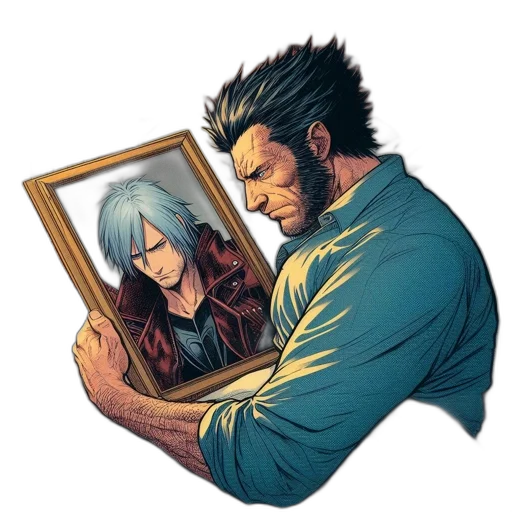 jacket, face, hair, weapon transparent PNG cut-out