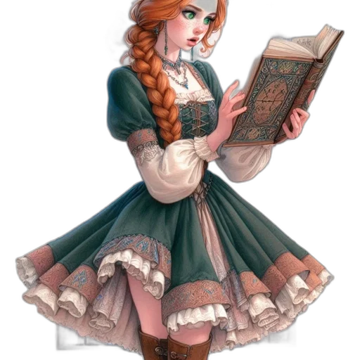 dress, staff, fantasy art, concept art transparent PNG cut-out