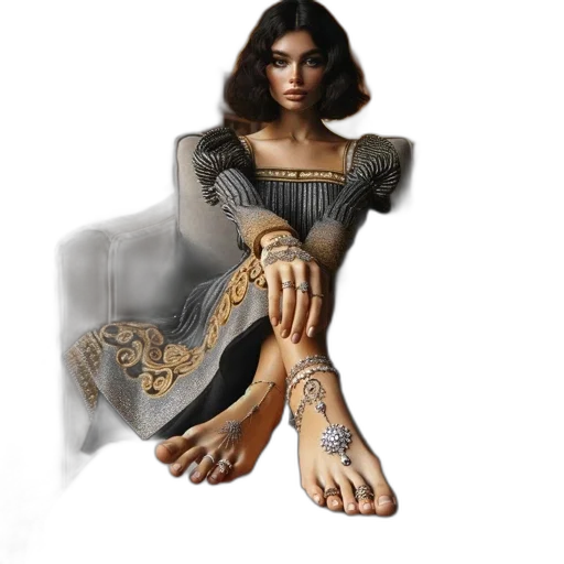 jewelry, shoes, dress, photorealistic transparent PNG cut-out