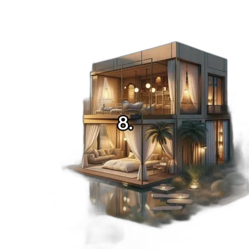 furniture, building, concept art, 3d render transparent PNG cut-out