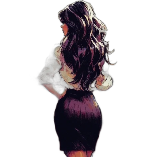 dress, hair, watercolor, photorealistic transparent PNG cut-out