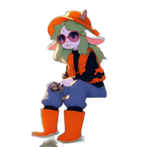 hat, staff, jacket, creature transparent PNG cut-out
