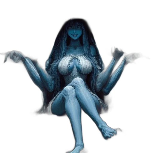 creature, hair, dress, mask transparent PNG cut-out