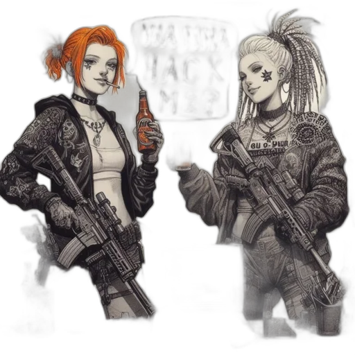 weapon, concept art, cyberpunk, comic book art transparent PNG cut-out