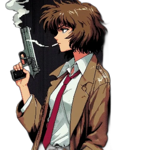 jacket, weapon, staff, anime transparent PNG cut-out