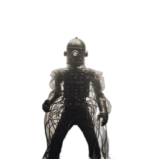 robot, staff, creature, sword transparent PNG cut-out