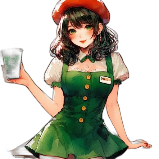 staff, dress, hat, food transparent PNG cut-out