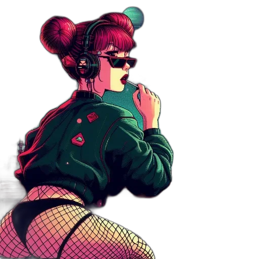 jacket, cyberpunk, concept art, watercolor transparent PNG cut-out
