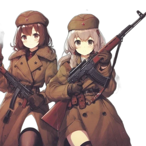 weapon, jacket, staff, hat transparent PNG cut-out