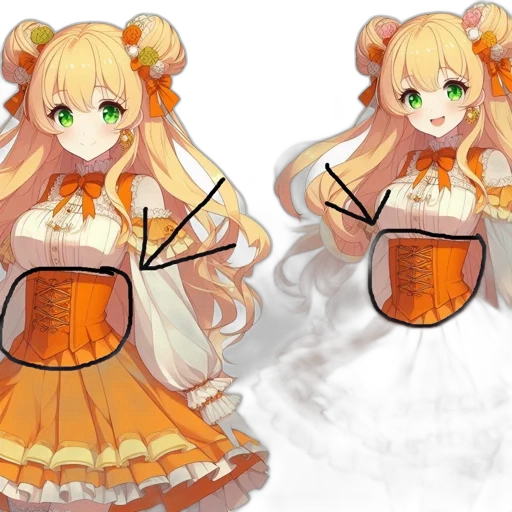dress, crown, 3d render, anime transparent PNG cut-out