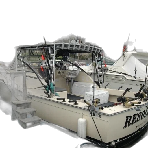 3d render, fishing, boat, named transparent PNG cut-out