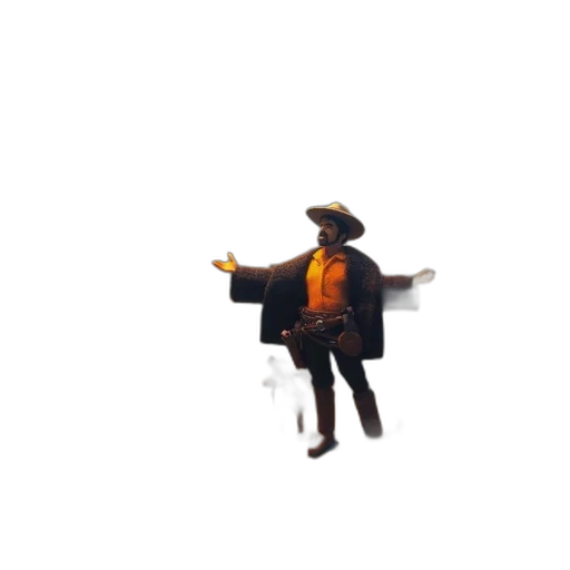 hat, jacket, staff, robot transparent PNG cut-out