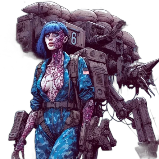 robot, jacket, cyberpunk, concept art transparent PNG cut-out